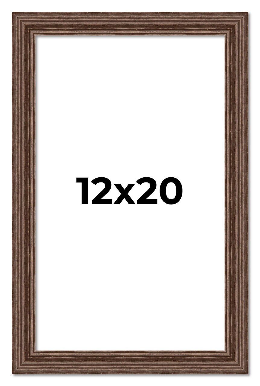 12x20 Wide Barnwood Picture Frame with UV-Resistant Acrylic & Acid Free Backing, Available in 6 Paint Finishes - Grey, Brown, White, and Black